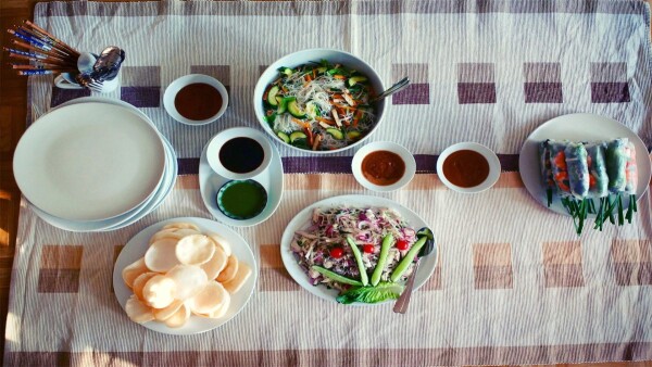 Table of Vietnamese foods