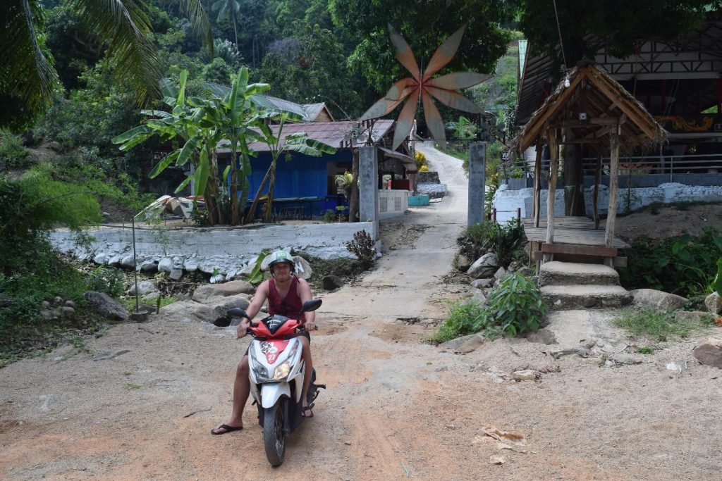 Riding a scooter around Koh Phangan, Thailand