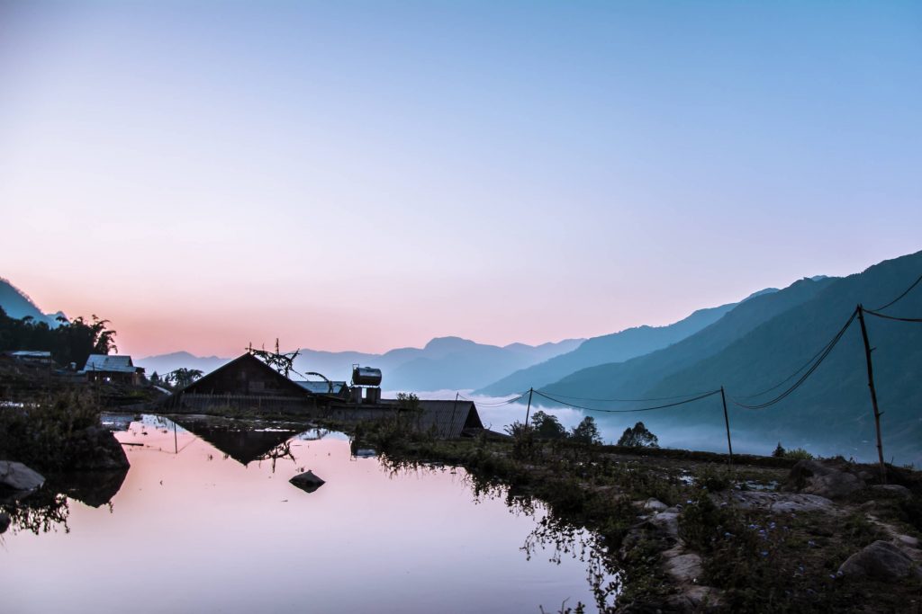 Sunrise over Sapa mountains