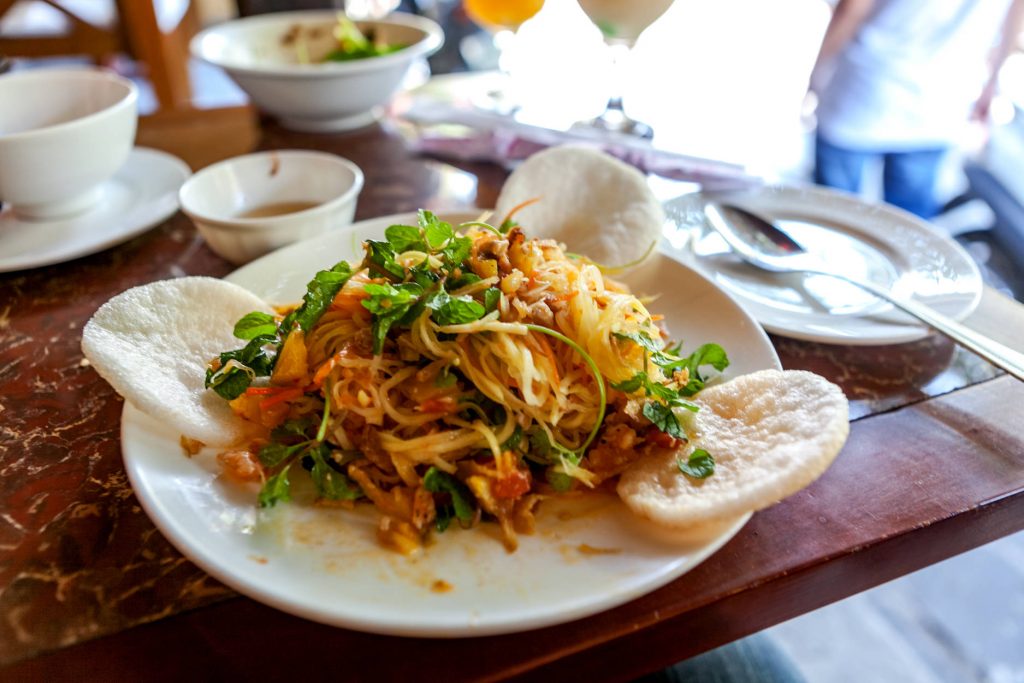 Traditional meal in Tra Que, Vietnam