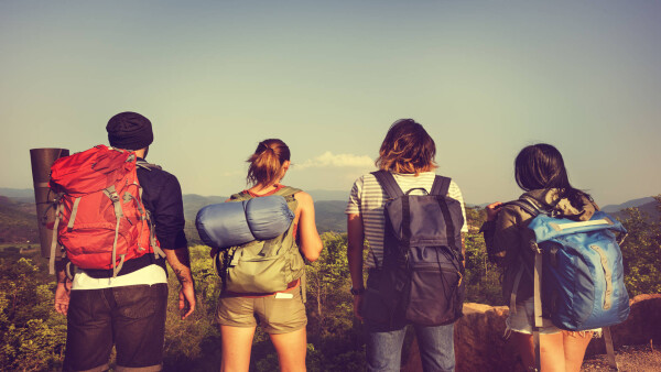 Backpackers traveling