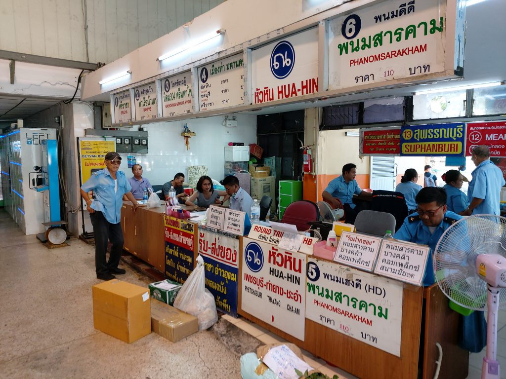 Bus station counter, Bangkok to Hua Hin