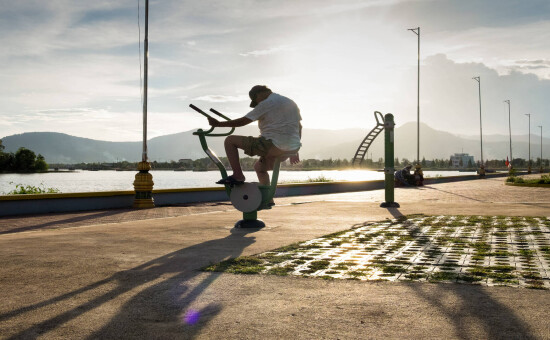 Outdoor exercising in Kampot, Cambodia