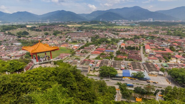 View from the hill above Perak Tong Cave in Ipoh, Malaysia