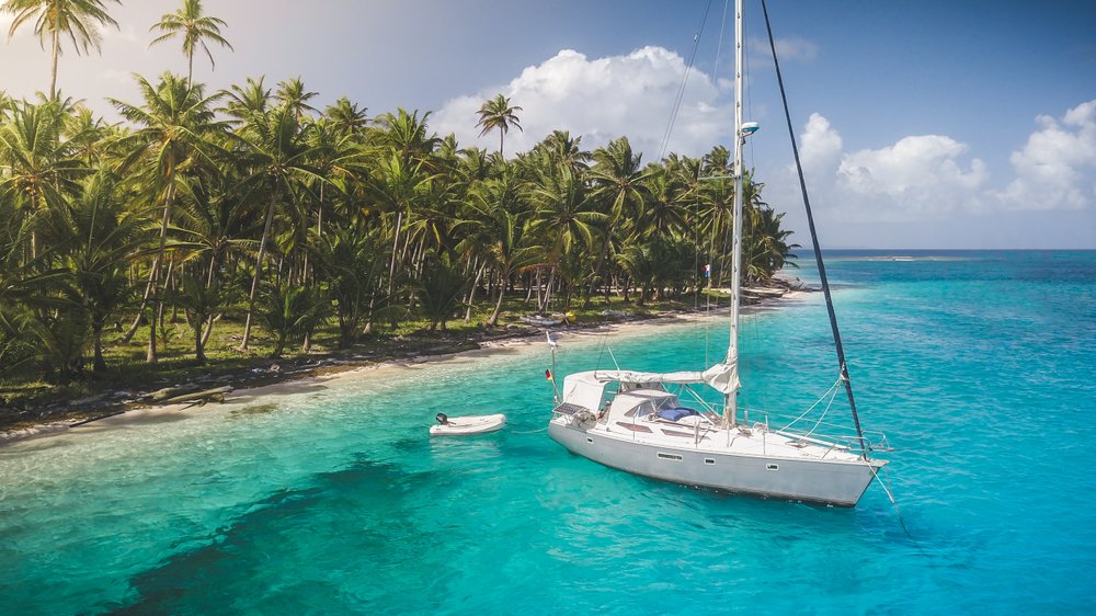 San Blas Islands in Panama with a sailboat