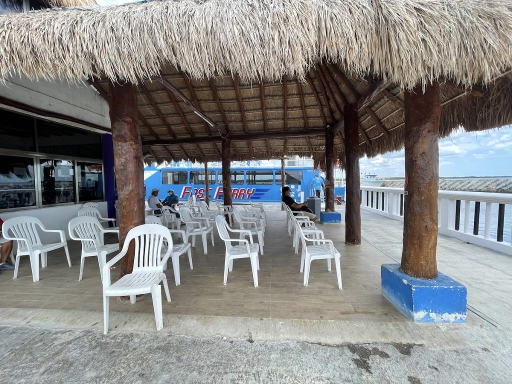 Seating area under a palapa