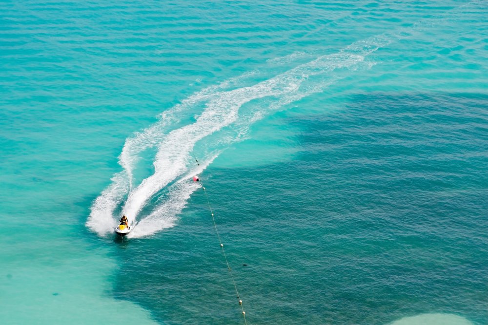 person on a jet ski in the ocean