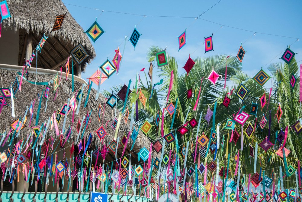 colorful flags in Sayulita Beach Mexico