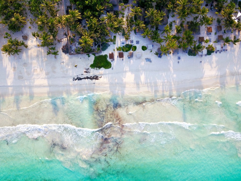 Birds eye view of Tulum Beach, Mexico