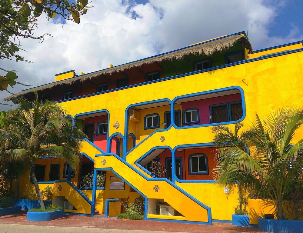 yellow hotel in Playa Akumal