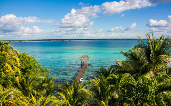 Blue skies and sea of the Yucatan Beaches