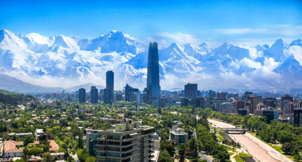 Mountains and skyline of Santiago Chile