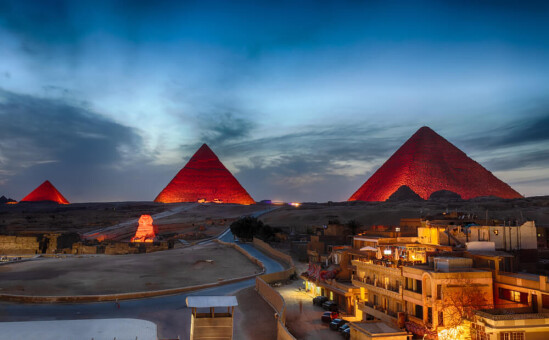 night at the pyramids near Cairo